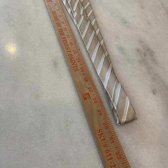 Fabio Ferretti Italian Handmade Men’s Tie Luxury Silk Neutral Striped - Picture 13 of 13